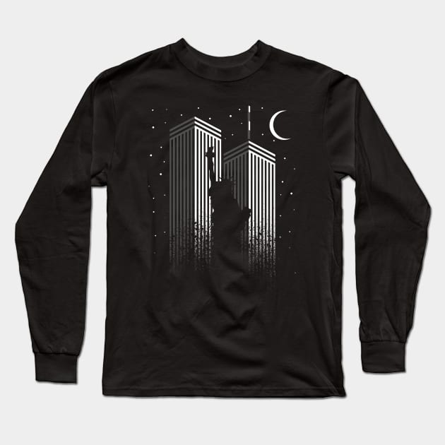 Liberty Twin Towers Long Sleeve T-Shirt by albertocubatas